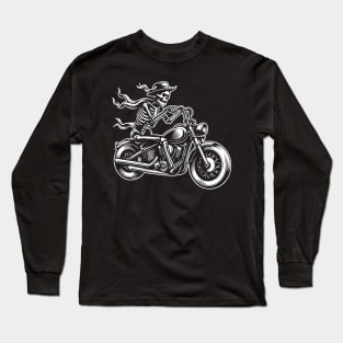 skeleton riding on the motorcycle Long Sleeve T-Shirt